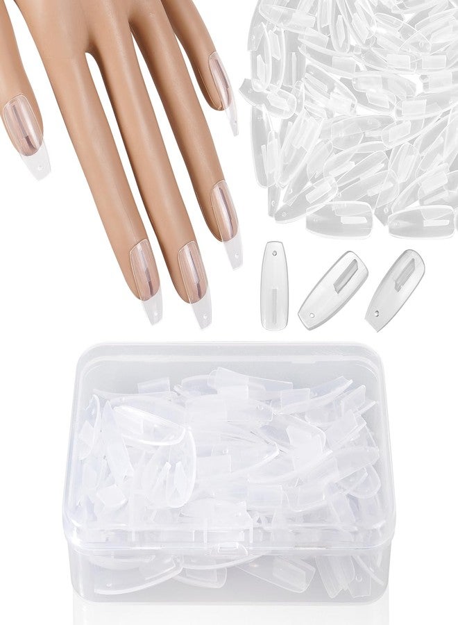 Wilfniee 100PCS Replacement Nail Tips for Practice Hand - Clear Refill Acrylic Fake Nail Tips for Silicone Nail Hand Practice - Image 1